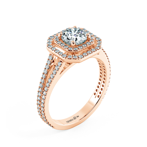 Double Halo Cushion Engagement Ring with Gaping Halo and Eternity Band NCH2303 4